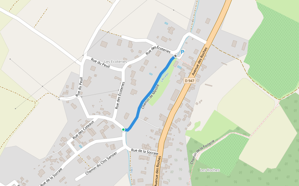 Chemin de Mestré walking route map in Fontevraud-l'Abbaye