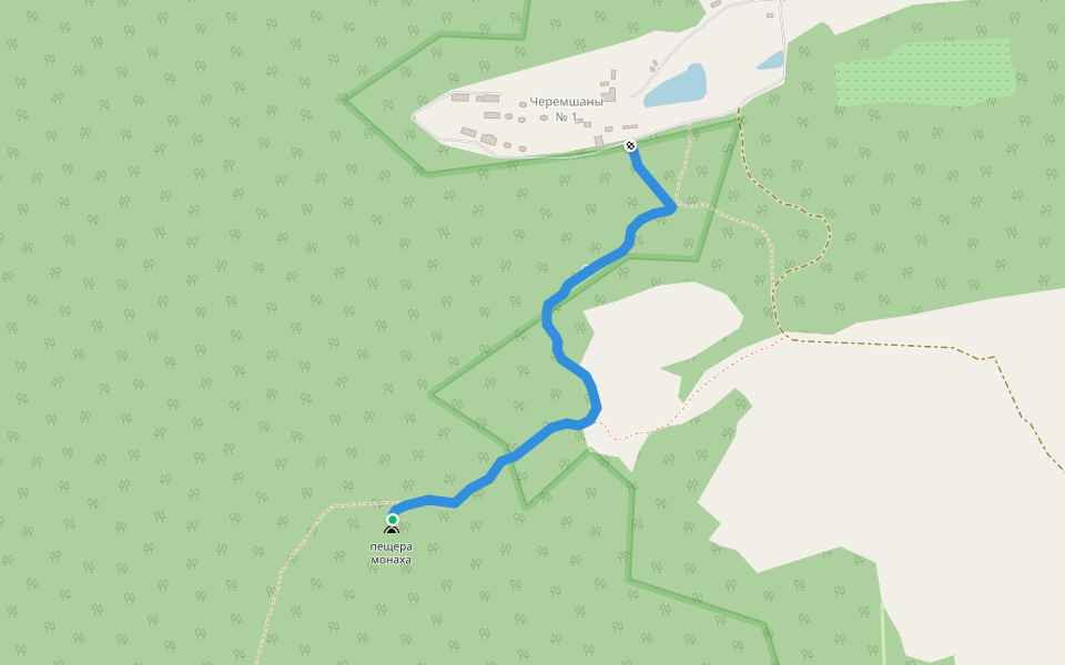 экологическая тропа "Пещера монаха" walking route map in Podlesnoe