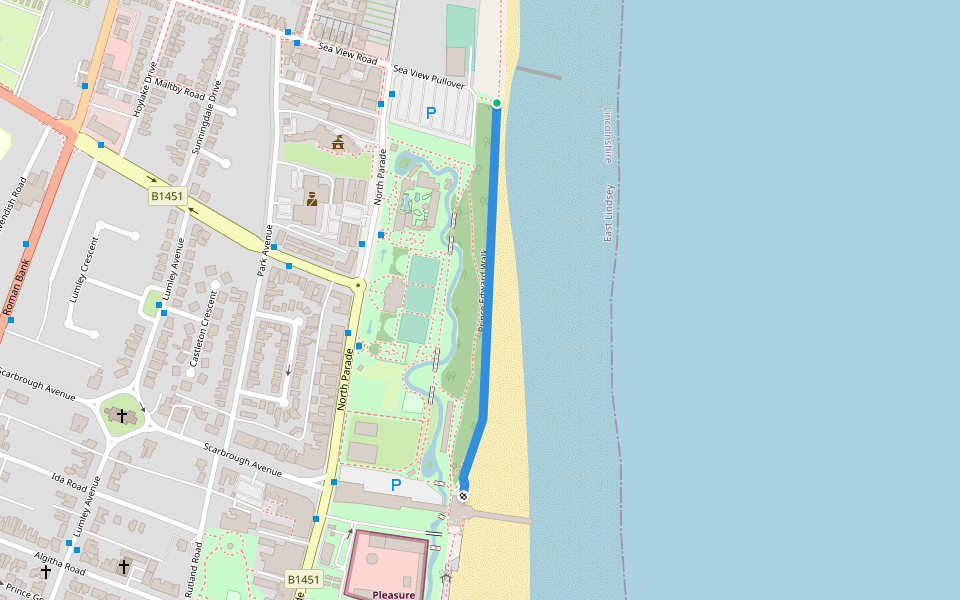 Prince Edward Walk walking route map in Skegness