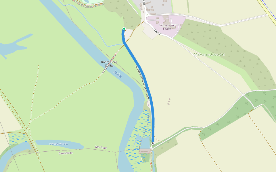 Hochwasserschutzdeich Canitz walking route map in Thallwitz