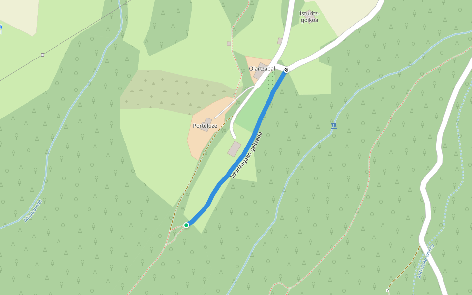 Izturizagako galtzada walking route map in Errenteria