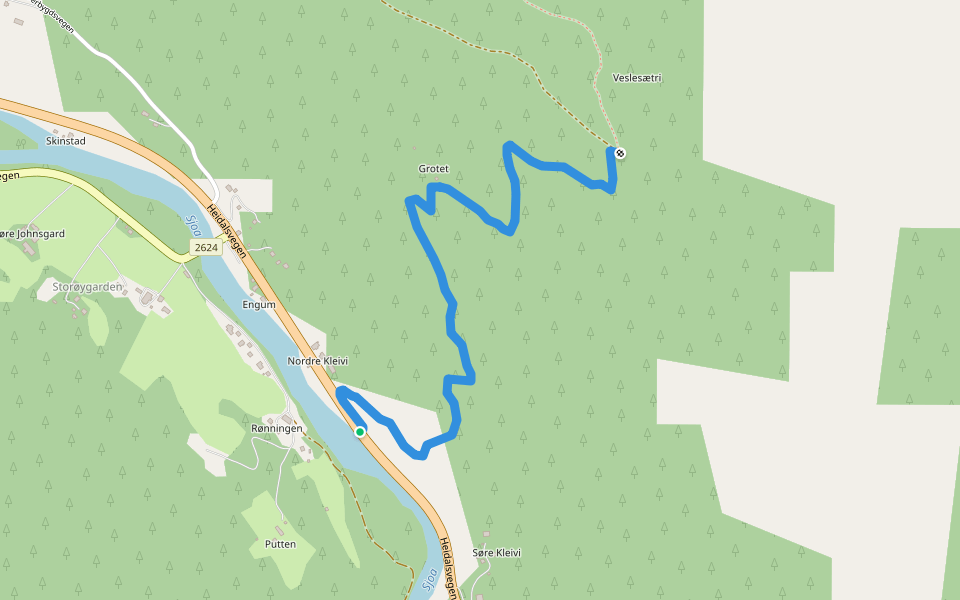 Grotestien walking route map in Faukstad