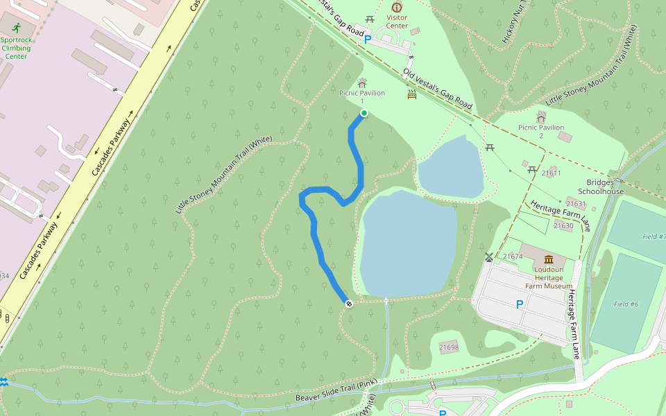 Black Willow Spring Trail (Green) walking route map in Sterling