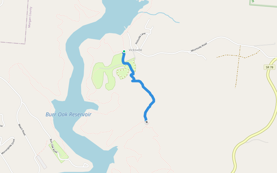 Buckeye Trail-Vicksville Cutoff walking route map in Glouster