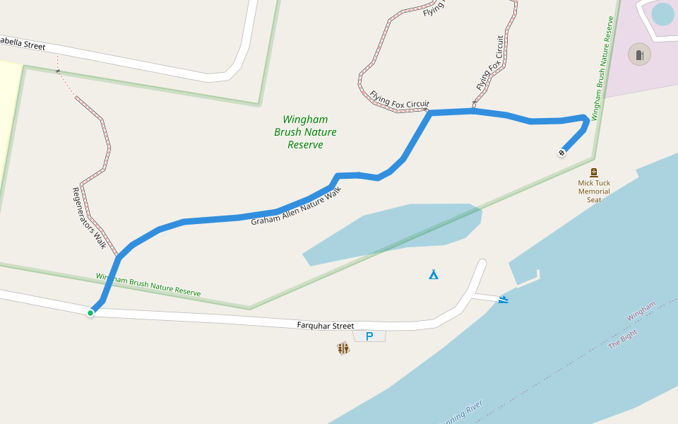 Graham Allen Nature Walk walking route map in Wingham