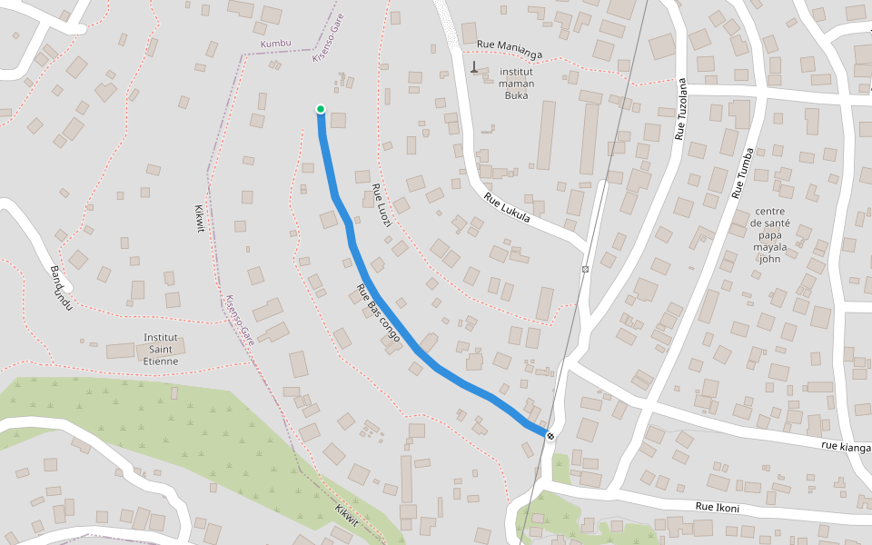 Rue Bas congo walking route map in Kinshasa