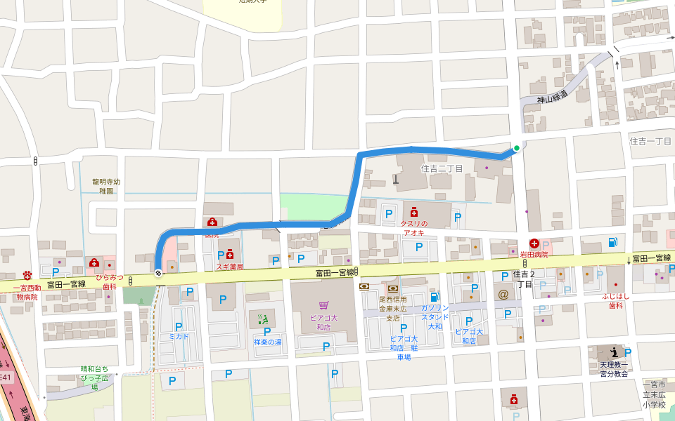 毛受緑道 walking route map in Ichinomiya