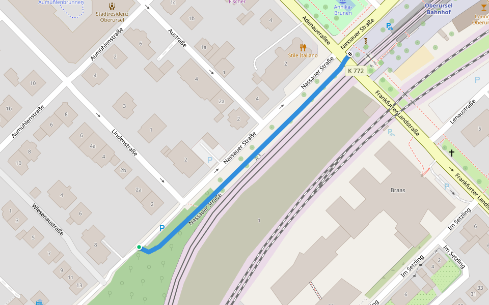 Nassauer Straße walking route map in Oberursel (Taunus)
