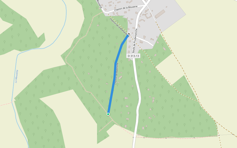 Chemin de Badinville walking route map in Dampierre-sur-Avre