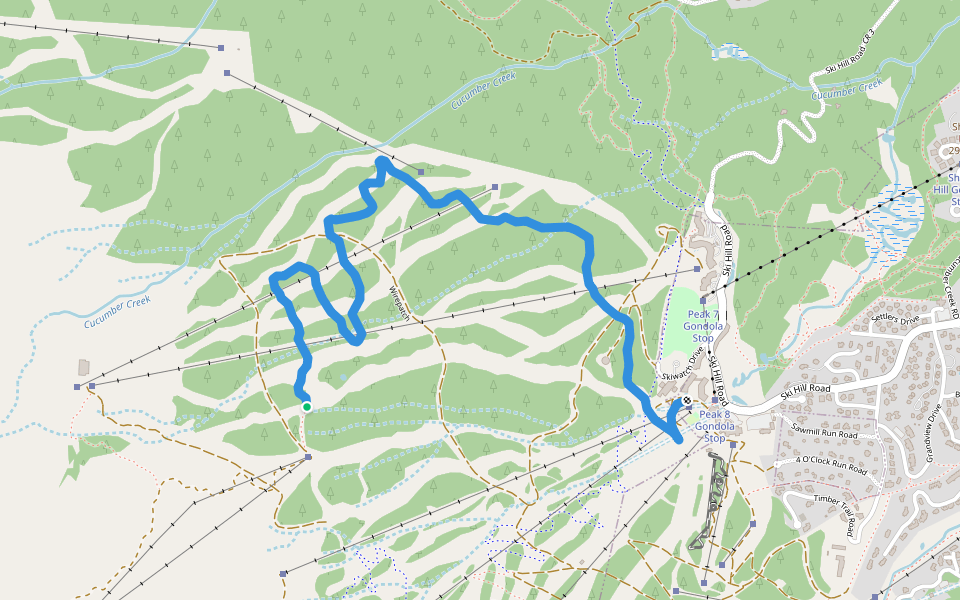 Game Trail walking route map in Breckenridge