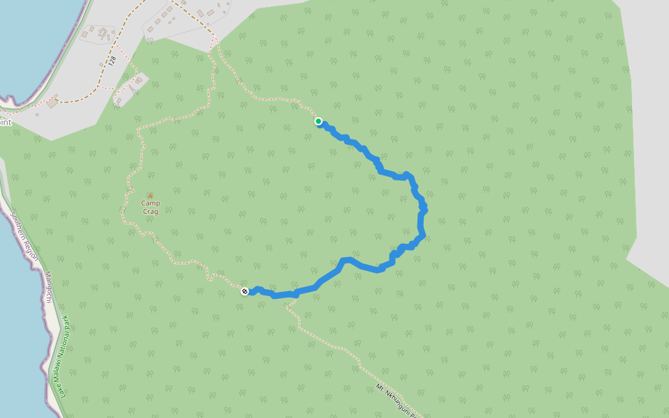 Lake Malawi National Park Loop Trail walking route map in Chembe