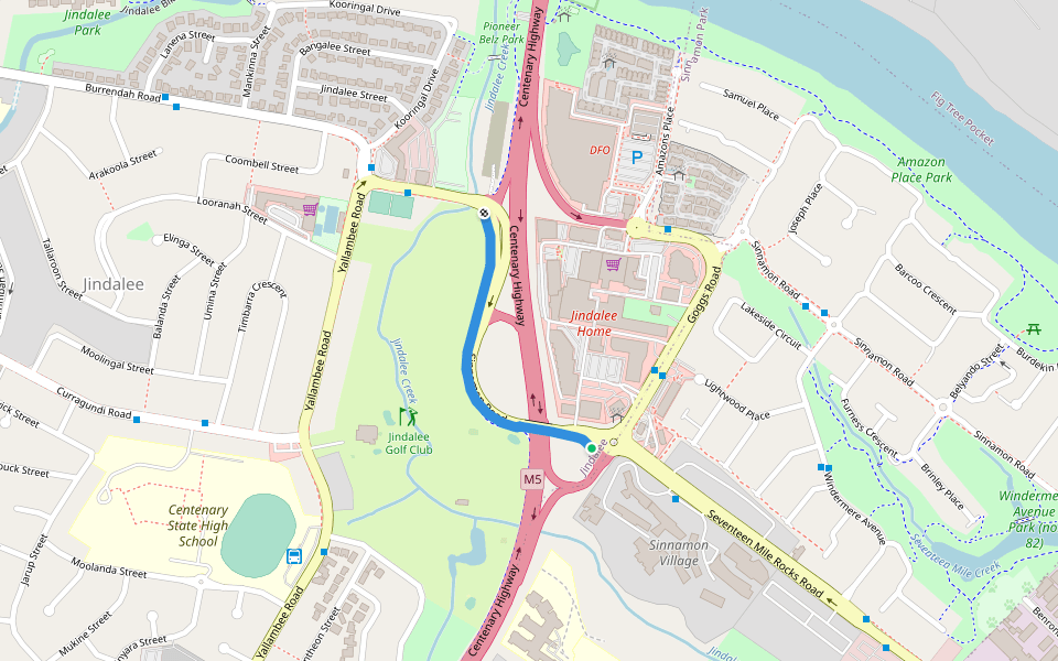 Sinnamon Road walking route map in Jindalee