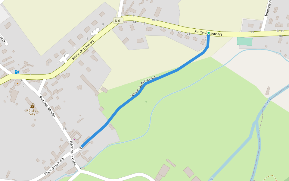 Sentier du Pré Vassou walking route map in Hondouville