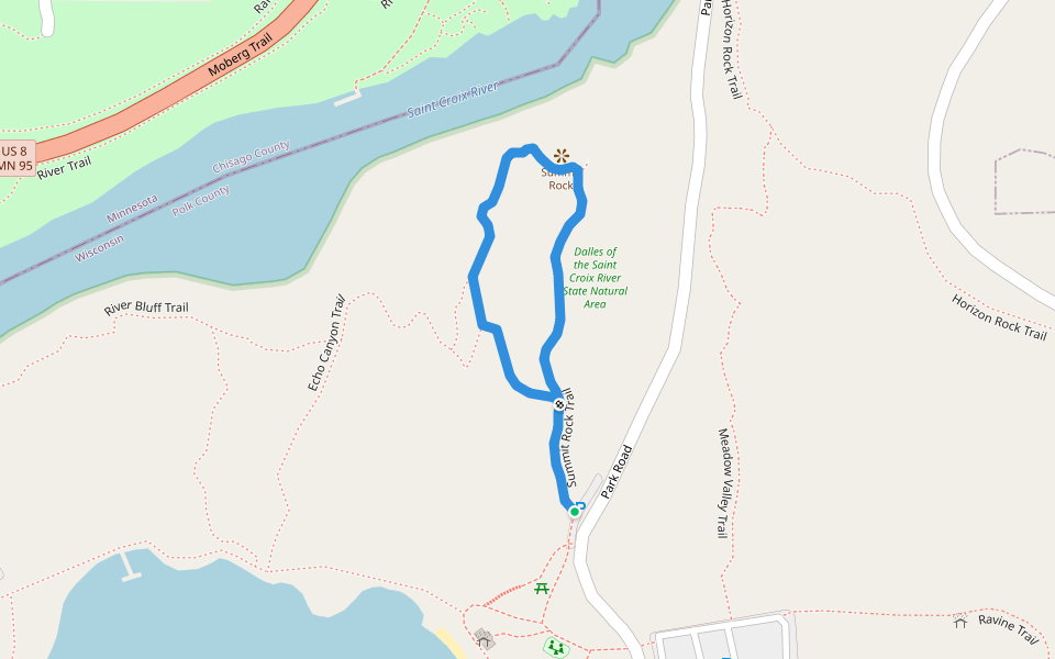 Summit Rock Trail walking route map in Dresser