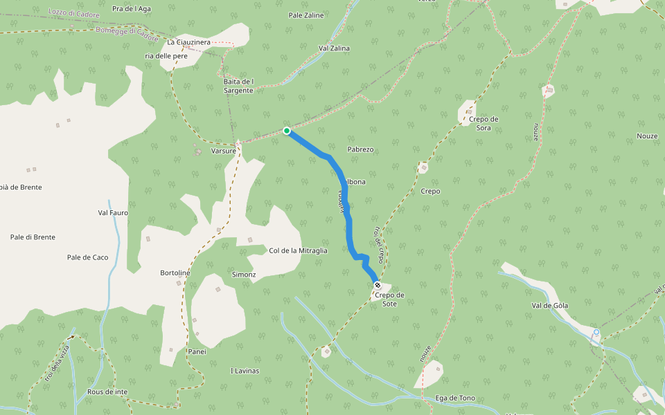 valbona walking route map in Domegge di Cadore