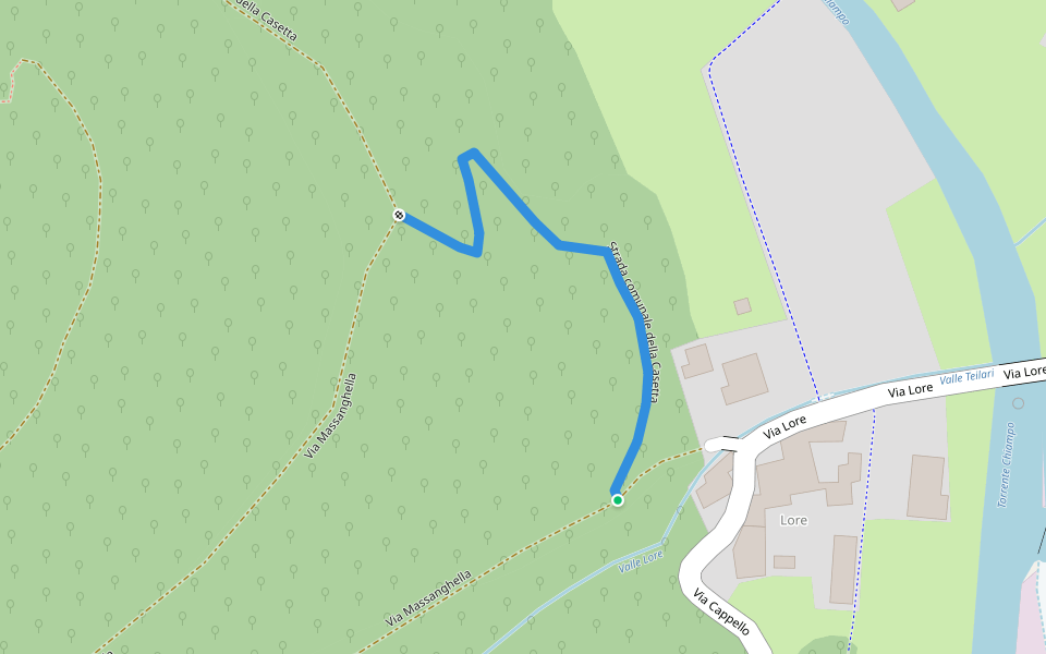 Strada comunale della Casetta walking route map in San Pietro Mussolino