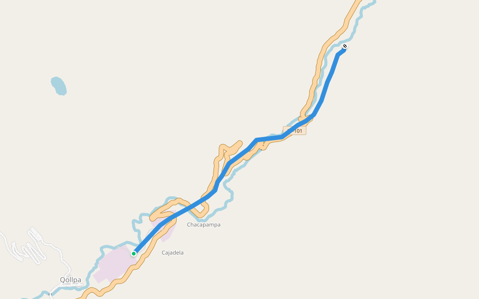 Camisea Pipeline walking route map in Chiquintirca