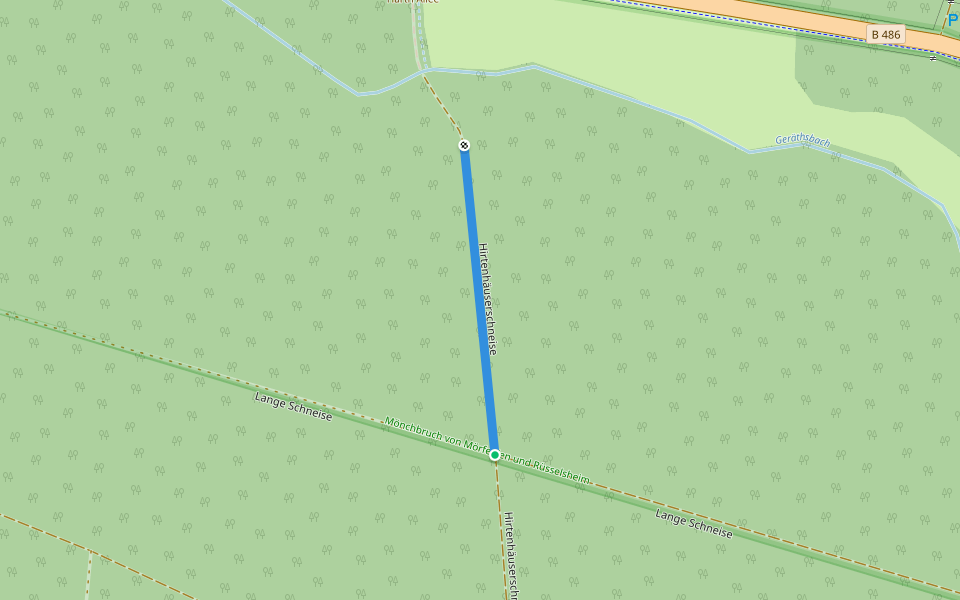 Hirtenhäuserschneise walking route map in Mörfelden-Walldorf