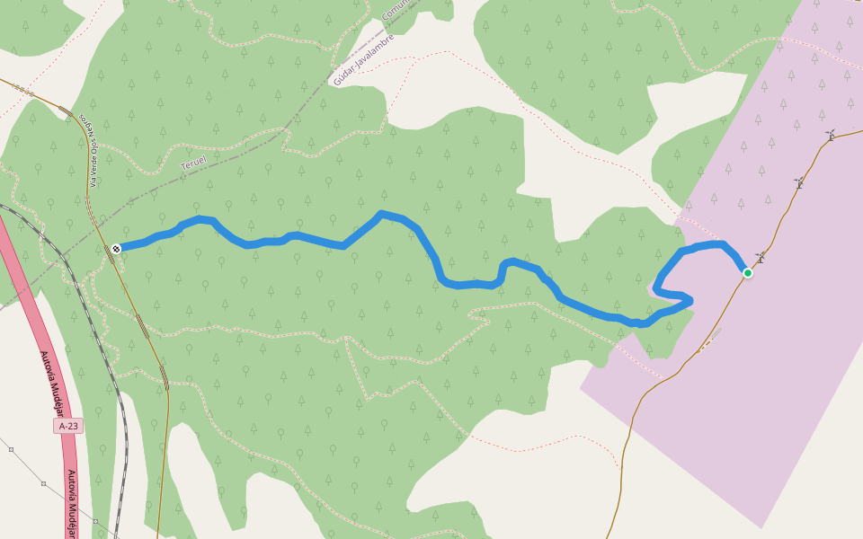 Senda del Barranco del Frances walking route map in Formiche Alto