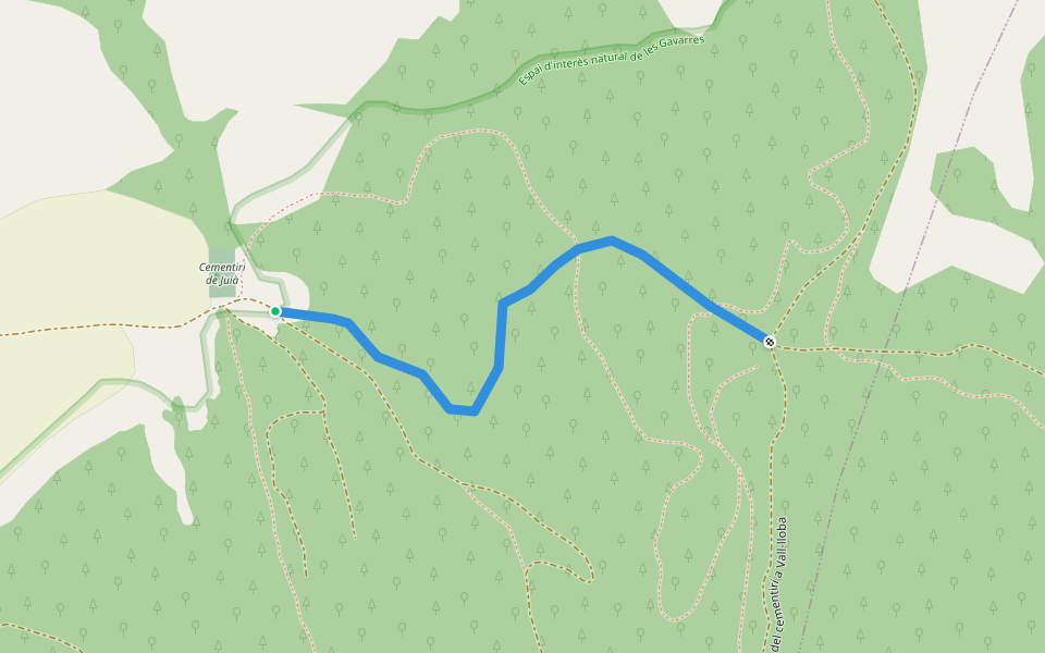 Camí del cementiri a Vall-lloba walking route map in Veïnat del Mas Nadal