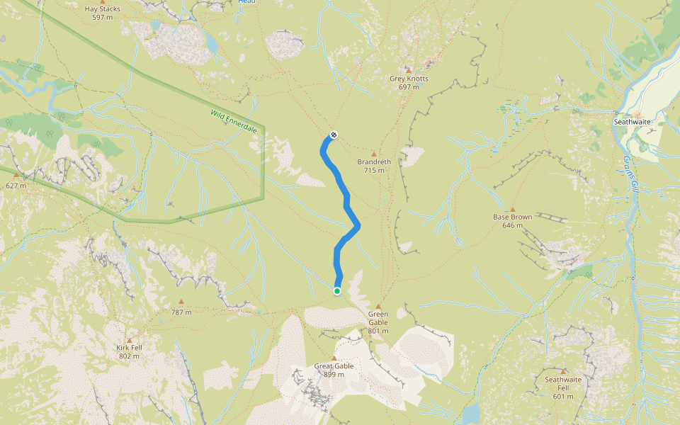 Moses Trod walking route map in Wasdale Head