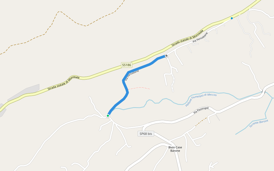 Via Pensabene walking route map in Caculla