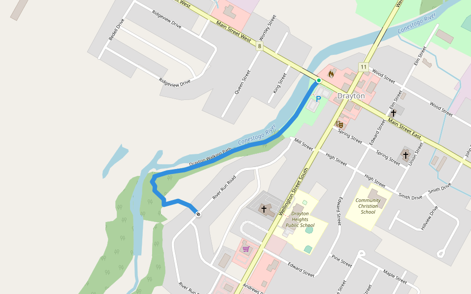 Drayton Walking Path walking route map in Moorefield