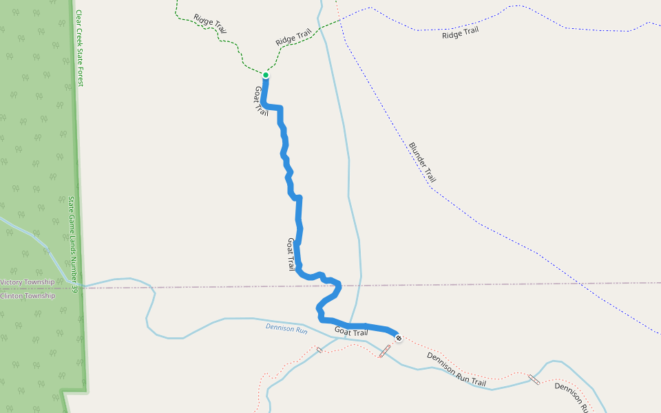 Goat Trail walking route map in Polk