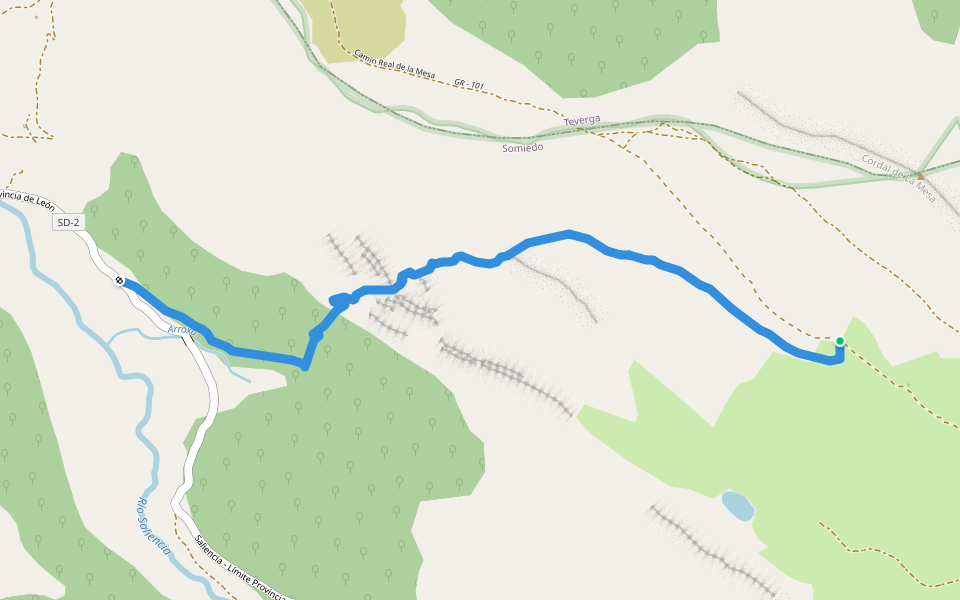 Trialera Foz de Arroxu walking route map in Saliencia