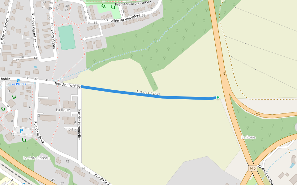 Rue de Chablis walking route map in Auxerre