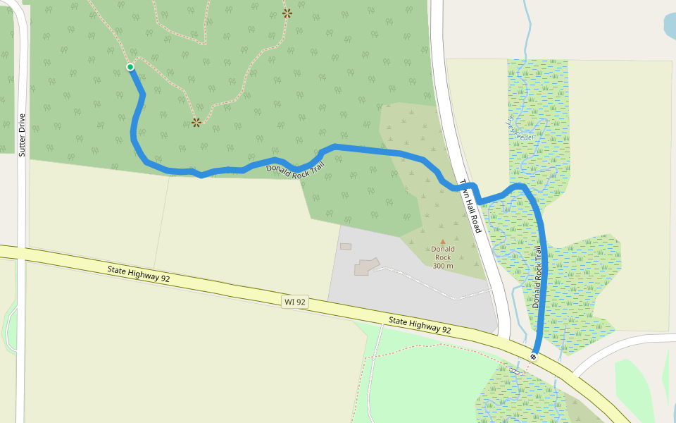 Donald Rock Trail walking route map in Mount Horeb