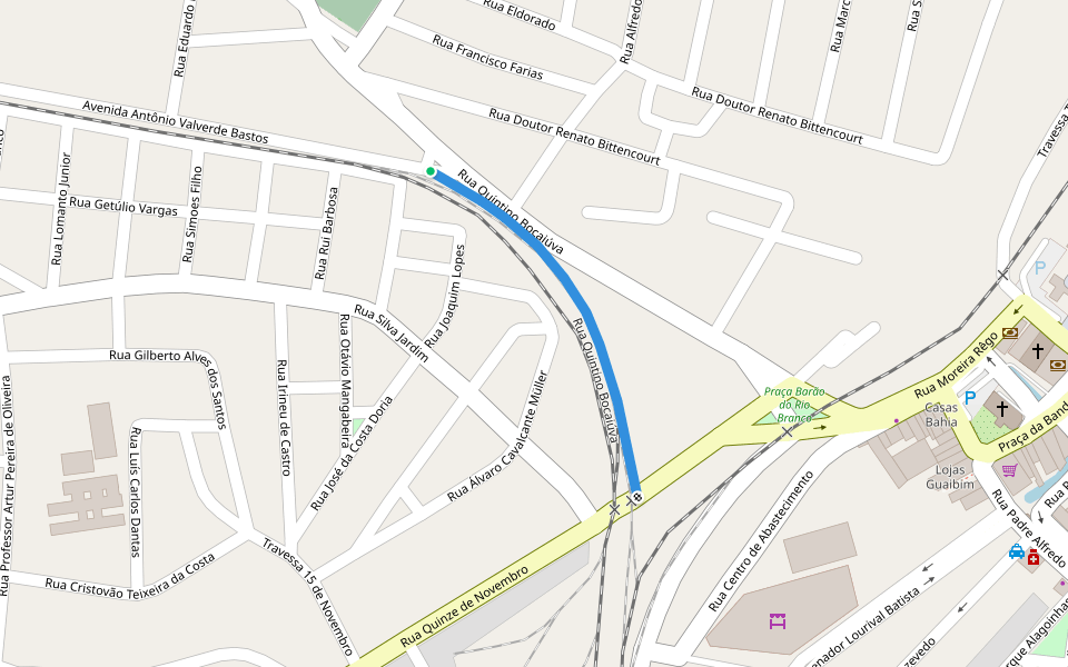 Rua Quintino Bocaiúva walking route map in Alagoinhas