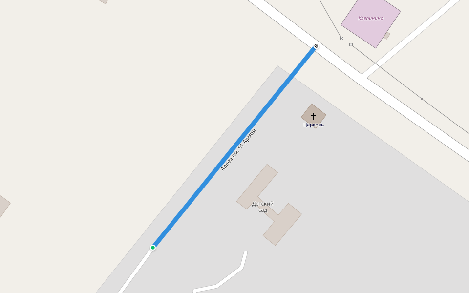 Аллея им. 51 Армии walking route map in Klepynine