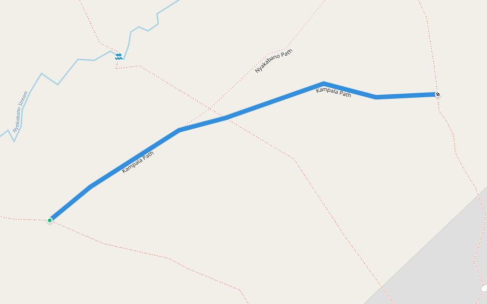 Kampala Path walking route map in Zeze