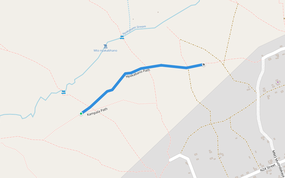 Nyakabano Path walking route map in Zeze