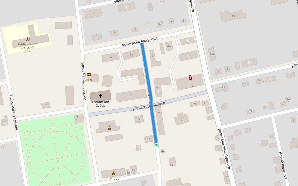 Советская улица walking route map in Laishevo