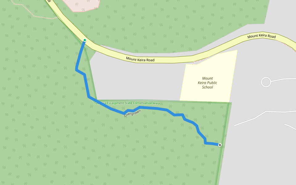 Overgrown walking route map in Mount Keira