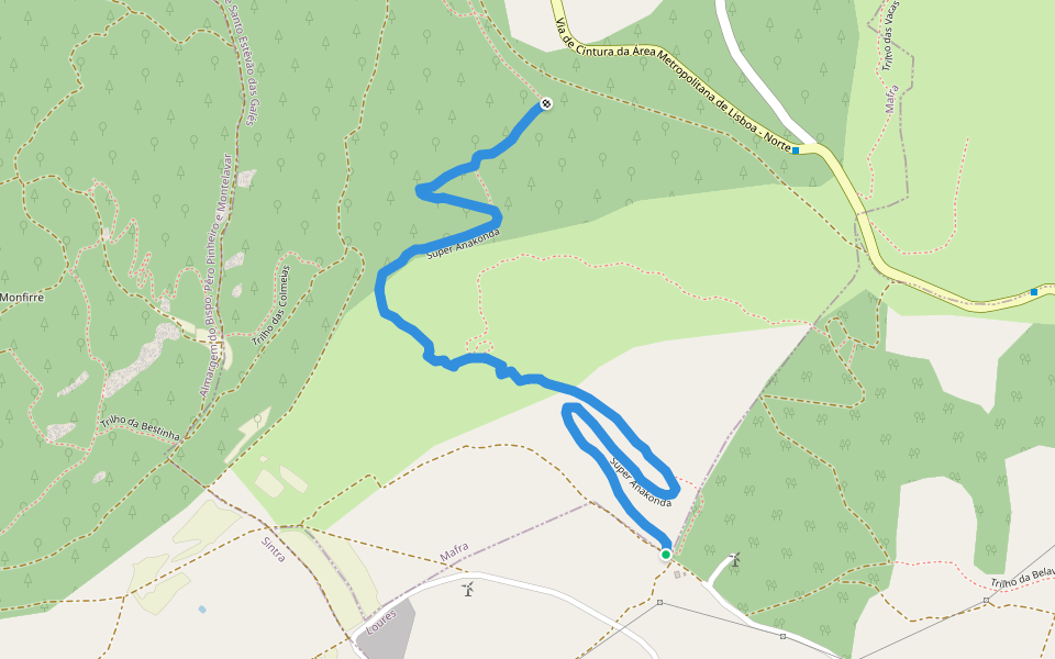 Super Anakonda walking route map in Santo Estêvão das Galés