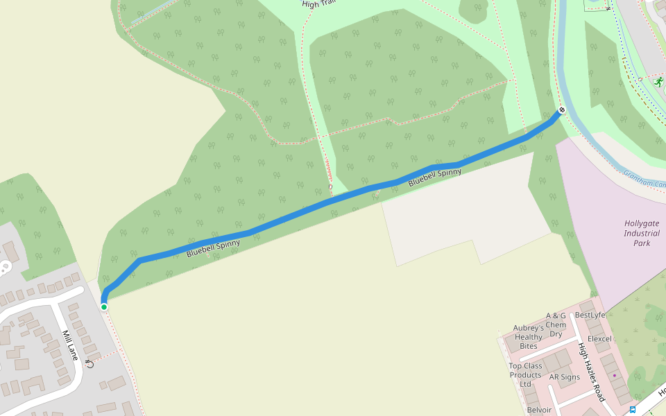 Bluebell Spinny walking route map in Cotgrave