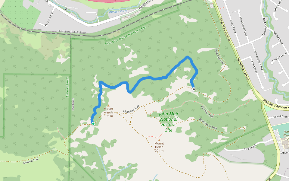John Muir Nature Trail walking route map in Martinez