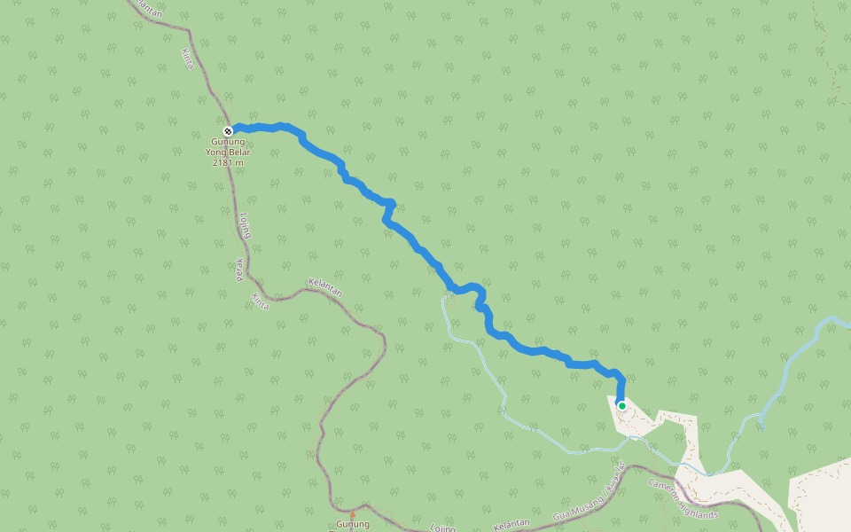 Yong Belar Trail walking route map in Lojing Highlands
