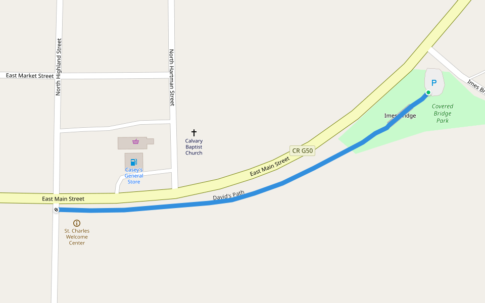 David's Path walking route map in Saint Charles