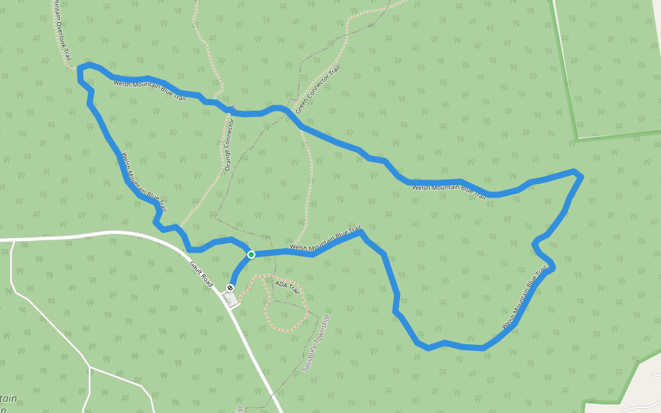 Welsh Mountain Blue Trail walking route map in East Earl