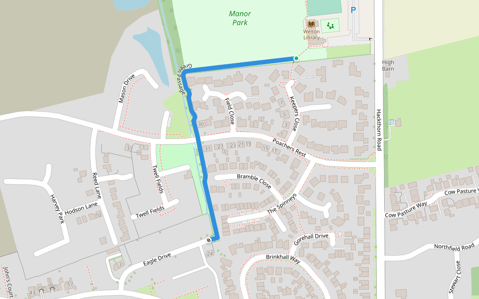 Green Passage walking route map in Welton