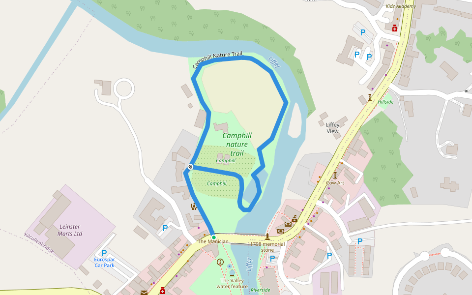 Camphill Nature Trail walking route map in Kilcullen