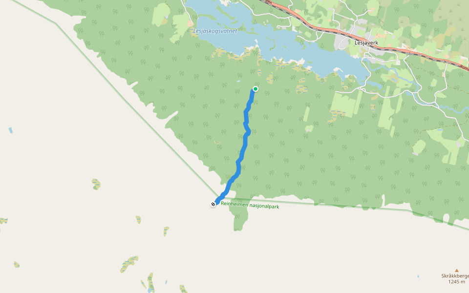 Vållåfossen walking route map in Lesjaverk