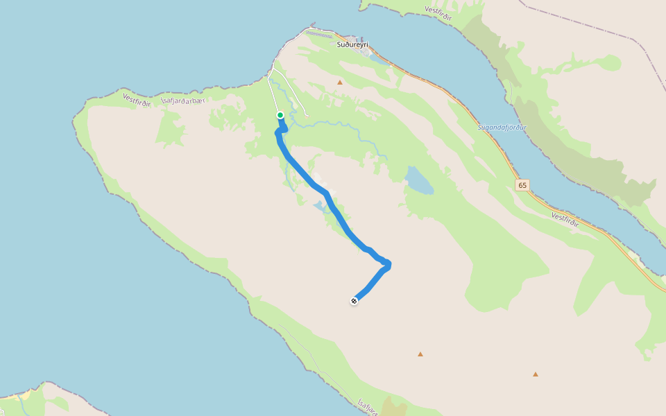 Klofningsheiði walking route map in Ísafjörður