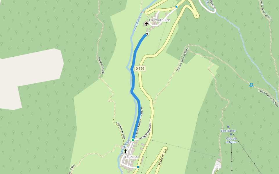 Chemin Rivier - Pouthuire walking route map in Ornon