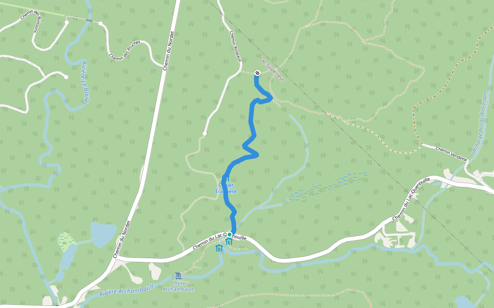 L'Érablière walking route map in Lac-Supérieur