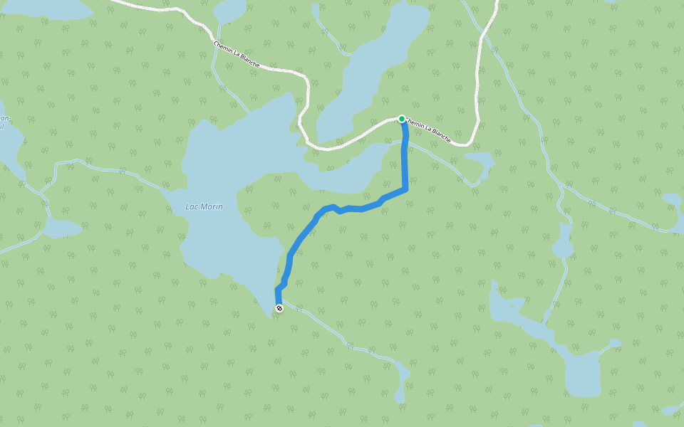 Chemin du Lac Morin walking route map in Saint-Fulgence